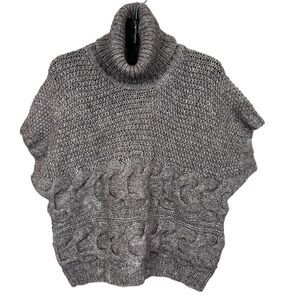 Massimo Dutti Pullover Sweater Cabled Knit Womens Medium Beige Silk Alpaca Blend